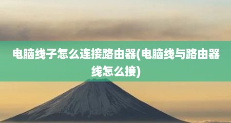 电脑线子怎么连接路由器(电脑线与路由器线怎么接)