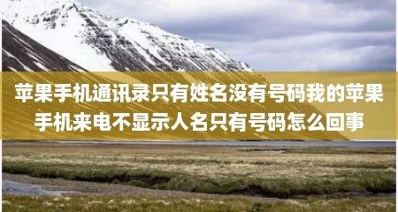 苹果手机通讯录只有姓名没有号码我的苹果手机来电不显示人名只有号码怎么回事