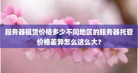 服务器租赁价格多少不同地区的服务器托管价格差异怎么这么大？