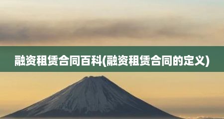 融资租赁合同百科(融资租赁合同的定义)