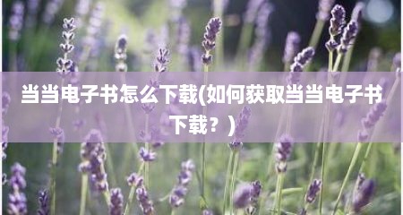 当当电子书怎么下载(如何获取当当电子书下载？)