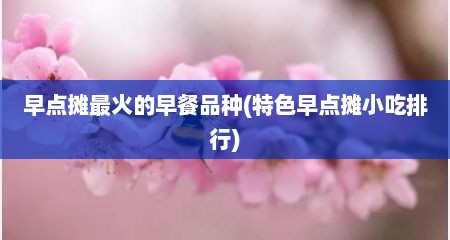 早点摊最火的早餐品种(特色早点摊小吃排行)