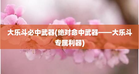 大乐斗必中武器(绝对命中武器——大乐斗专属利器)