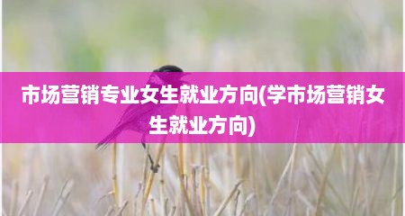 市场营销专业女生就业方向(学市场营销女生就业方向)
