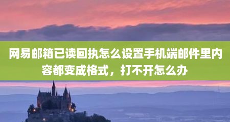 网易邮箱已读回执怎么设置手机端邮件里内容都变成格式，打不开怎么办