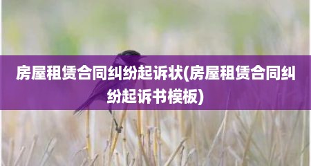 房屋租赁合同纠纷起诉状(房屋租赁合同纠纷起诉书模板)