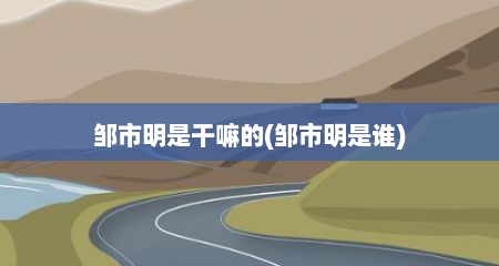 邹市明是干嘛的(邹市明是谁)