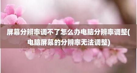 屏幕分辨率调不了怎么办电脑分辨率调整(电脑屏幕的分辨率无法调整)