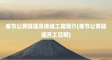 奉节公黄隧道及接线工程简介(奉节公黄隧道开工日期)