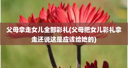 父母拿走女儿全部彩礼(父母把女儿彩礼拿走还说这是应该给她的)