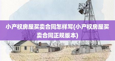 小产权房屋买卖合同怎样写(小产权房屋买卖合同正规版本)
