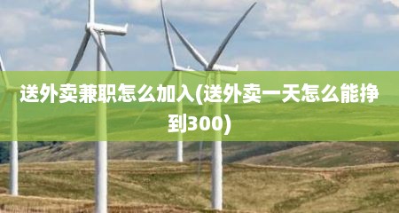 送外卖兼职怎么加入(送外卖一天怎么能挣到300)