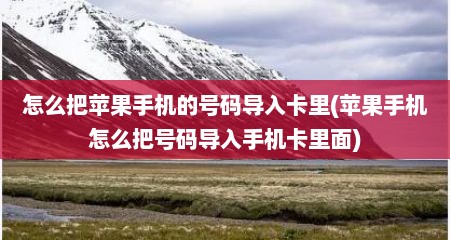 怎么把苹果手机的号码导入卡里(苹果手机怎么把号码导入手机卡里面)