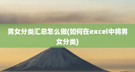 男女分类汇总怎么做(如何在excel中将男女分类)