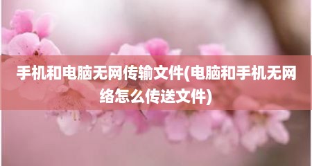 手机和电脑无网传输文件(电脑和手机无网络怎么传送文件)