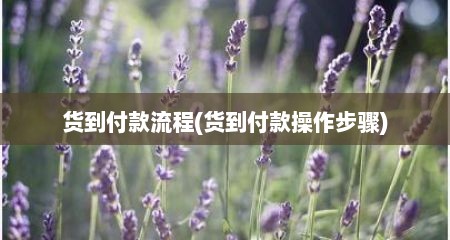 货到付款流程(货到付款操作步骤)