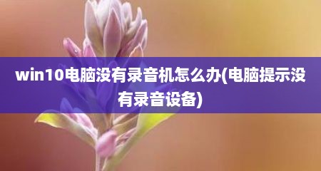 win10电脑没有录音机怎么办(电脑提示没有录音设备)