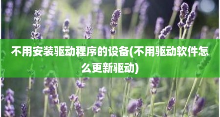 不用安装驱动程序的设备(不用驱动软件怎么更新驱动)