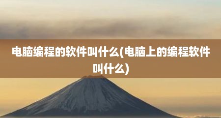 电脑编程的软件叫什么(电脑上的编程软件叫什么)