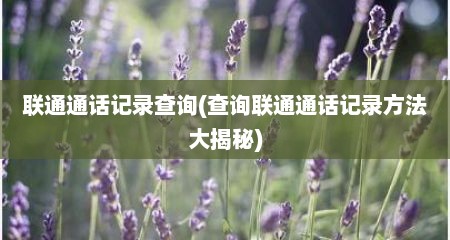 联通通话记录查询(查询联通通话记录方法大揭秘)