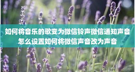 如何将音乐的歌变为微信铃声微信通知声音怎么设置如何将微信声音改为声音