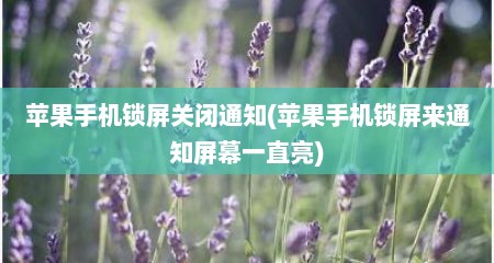 苹果手机锁屏关闭通知(苹果手机锁屏来通知屏幕一直亮)