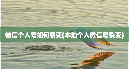 微信个人号如何裂变(本地个人微信号裂变)