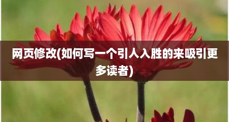 网页修改(如何写一个引人入胜的来吸引更多读者)