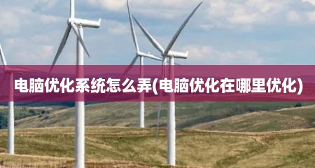 电脑优化系统怎么弄(电脑优化在哪里优化)