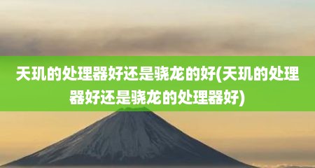 天玑的处理器好还是骁龙的好(天玑的处理器好还是骁龙的处理器好)