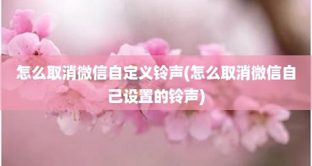 怎么取消微信自定义铃声(怎么取消微信自己设置的铃声)