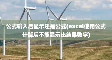 公式输入后显示还是公式(excel使用公式计算后不能显示出结果数字)