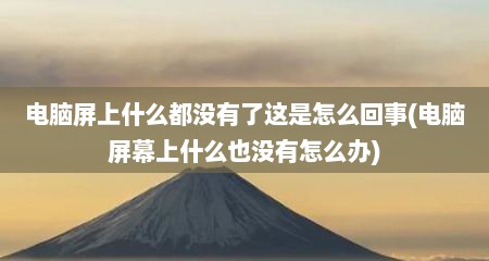 电脑屏上什么都没有了这是怎么回事(电脑屏幕上什么也没有怎么办)