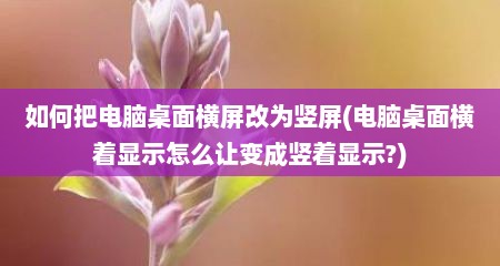 如何把电脑桌面横屏改为竖屏(电脑桌面横着显示怎么让变成竖着显示?)