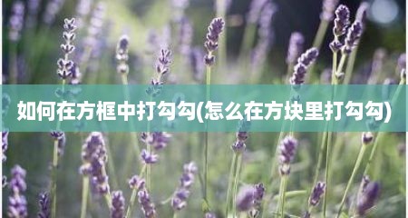 如何在方框中打勾勾(怎么在方块里打勾勾)