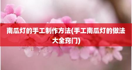 南瓜灯的手工制作方法(手工南瓜灯的做法大全窍门)