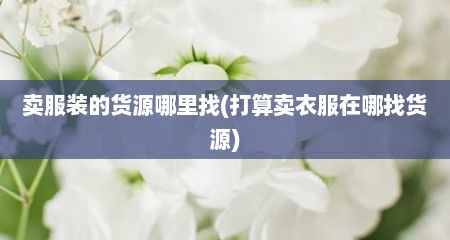 卖服装的货源哪里找(打算卖衣服在哪找货源)