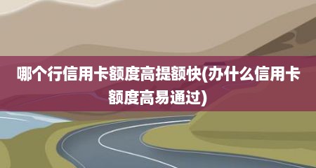 哪个行信用卡额度高提额快(办什么信用卡额度高易通过)