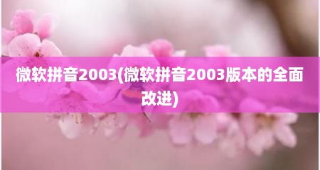 微软拼音2003(微软拼音2003版本的全面改进)