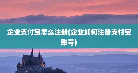 企业支付宝怎么注册(企业如何注册支付宝账号)