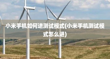 小米手机如何进测试模式(小米手机测试模式怎么进)