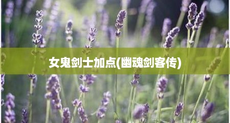 女鬼剑士加点(幽魂剑客传)