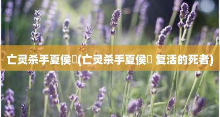 亡灵杀手夏侯惇(亡灵杀手夏侯惇 复活的死者)