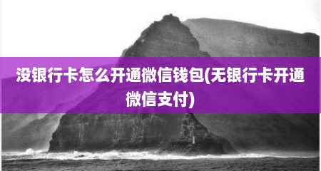 没银行卡怎么开通微信钱包(无银行卡开通微信支付)
