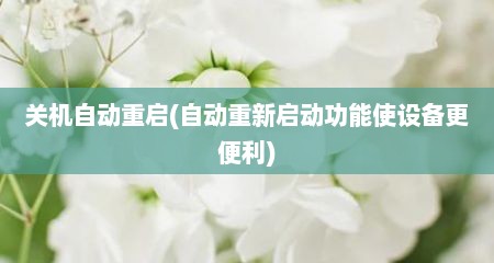 关机自动重启(自动重新启动功能使设备十分便利)