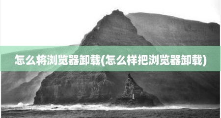 怎么将浏览器卸载(怎么样把浏览器卸载)
