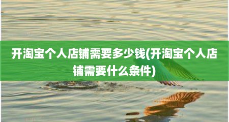 开淘宝个人店铺需要多少钱(开淘宝个人店铺需要什么条件)
