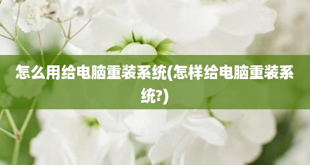 怎么用给电脑重装系统(怎样给电脑重装系统?)