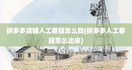 拼多多店铺人工客服怎么找(拼多多人工客服怎么出来)