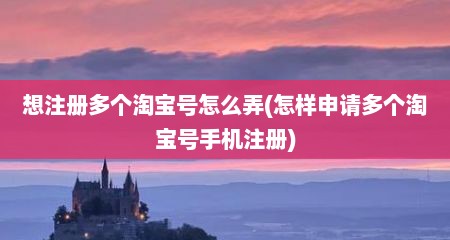 想注册多个淘宝号怎么弄(怎样申请多个淘宝号手机注册)